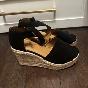 Black Wedge Sandals